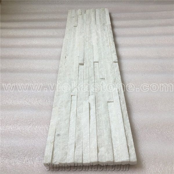 China Snow White Quartzite Fireplace Stacked Stone Veneer Feature Wall Cladding Panel Ledge Stone Rock Split Face Mosaic Tile Landscaping Building Interior & Exterior Decor Natural Culture Stone 60x15