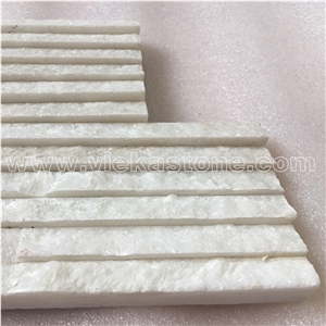 China Snow White Quartzite Stacked Stone Veneer Feature Wall Cladding Panel Ledge Stone Rock Split Face Mosaic Tile Landscaping Building Interior & Exterior Natural Culture Stone 55x15cm Waterfall Z
