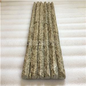 China Tiger Yellow Quartzite Stacked Stone Veneer Wall Cladding Panel Ledger Stone Natural Split Face Mosaic Tile Landscaping Building Interior & Exterior Decor Culture Stone 60x15cm Mountain-Shape