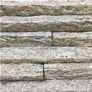 China Tiger Yellow Quartzite Stacked Stone Veneer Wall Cladding Panel Ledger Stone Natural Split Face Mosaic Tile Landscaping Building Interior & Exterior Decor Culture Stone 60x15cm Mountain-Shape
