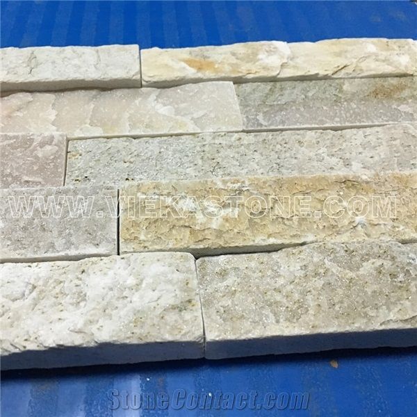 China Yellow Beige Slate Fireplace Stacked Stone Veneer Feature