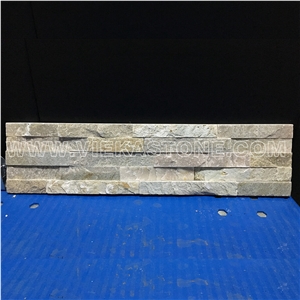 China Yellow Beige Slate Fireplace Stacked Stone Veneer Feature Wall Cladding Panel Ledge Stone Rock Natural Split Face Mosaic Tile Landscaping Building Interior & Exterior Decor Culture Stone 60x15cm
