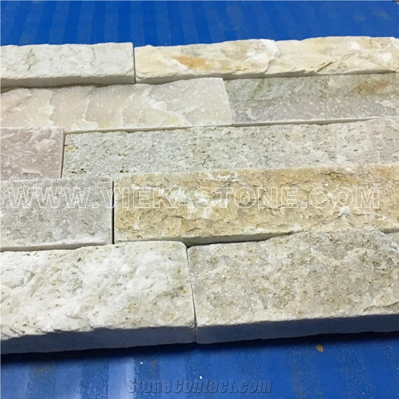 China Yellow Beige Slate Fireplace Stacked Stone Veneer Feature Wall Cladding Panel Ledge Stone Rock Natural Split Face Mosaic Tile Landscaping Building Interior & Exterior Decor Culture Stone 60x15cm