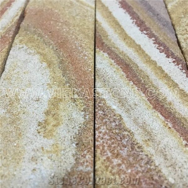 China Yellow Sandstone Fireplace Stacked Stone Veneer Feature Wall