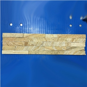 China Yellow Sandstone Fireplace Stacked Stone Veneer Feature Wall Cladding Panel Ledge Stone Rock Natural Split Face Mosaic Tile Landscaping Building Interior & Exterior Decor Culture Stone 60x15cm
