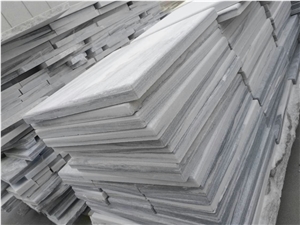 China Cloud Grey Marble Sandblast Surface Paver Tiles Slabs French Pattern Beveling Edges