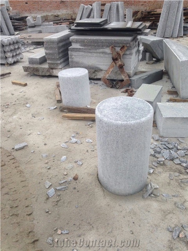 North G603 Silver Grey Granite Flamed Surface Parking Pillars Columns Parking Stop Stones Competitive Prices
