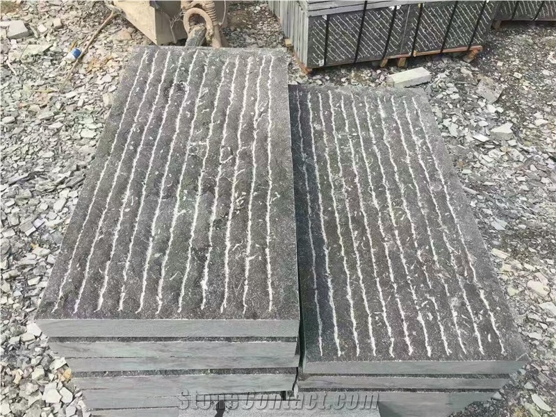 Shandong Blue Limestone Natural Surface Chiseled Paver and Wall Cladding
