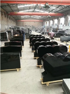 Shanxi Black Granite American Style Absolutely Black Grave Stone Super Quality Competitive Prices