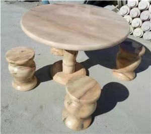 Wanxia Red Marble Garden Decoration Table Sets