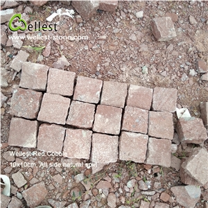 China Ocean Red Porhyry Narual Split Cube Cobble Paver for Patio and Garden