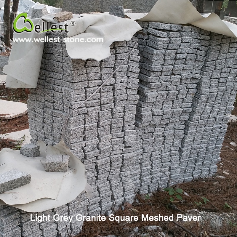 G603 Lunar Pearl Light Grey Granite Sqaure Meshed Patio Paving Stone