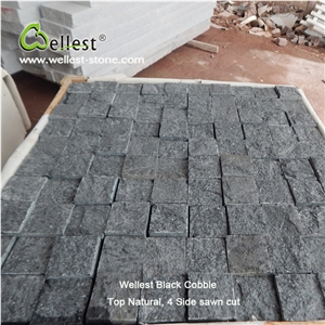 Natural Split Rought Finish Anti-Slip Star Black Cobble Stone for Patio and Driveway Paving