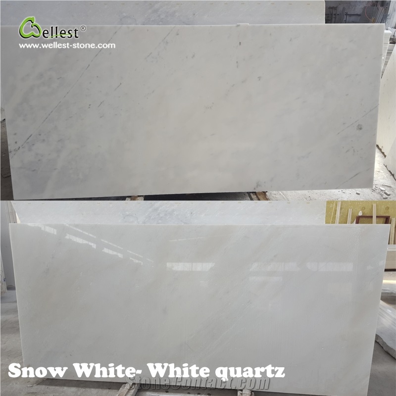 Snow White Quartz Tiles Wall Cladding, White Quartz Tile