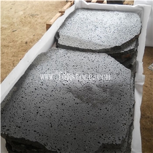 Natural Lava Stone Irregular Shape Tile for Outdoor,Brushed Crazy Paver Volcanic Black