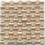 Teak 3d Mosaic Tile, Beige Sandstone Mosaic
