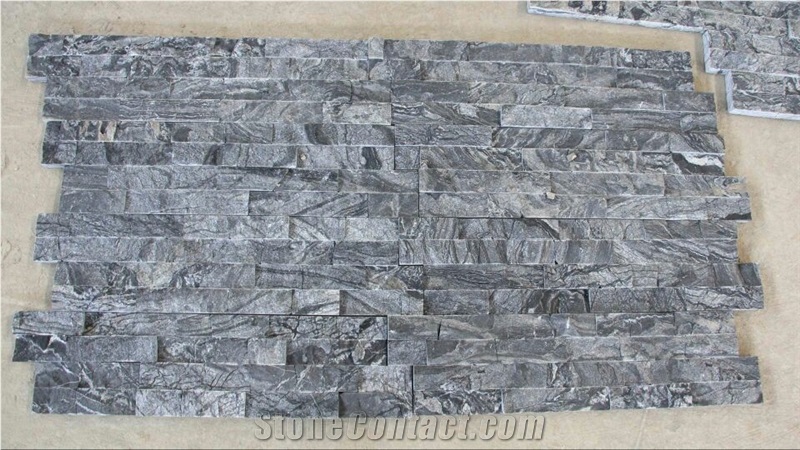 Glacial Black Cultured Stone, Stacked Stone Veneer Wall Cladding