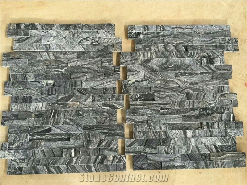 Glacial Black Cultured Stone, Stacked Stone Veneer Wall Cladding
