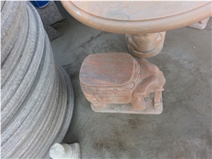 Marble Stool with Elephant Sculpture