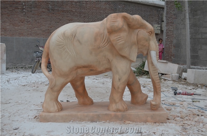 Pink Marble Elephant Sculpture Garden Sculptures Animal Statues
