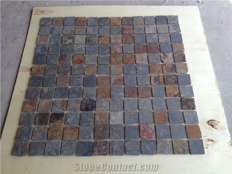 Slate Linear Strips Mosaic, Mosaic Pattern