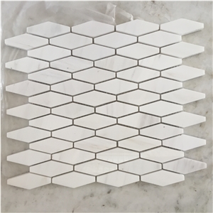 Super Nice Basket Wave White Marble Mosaic Available in the Stock