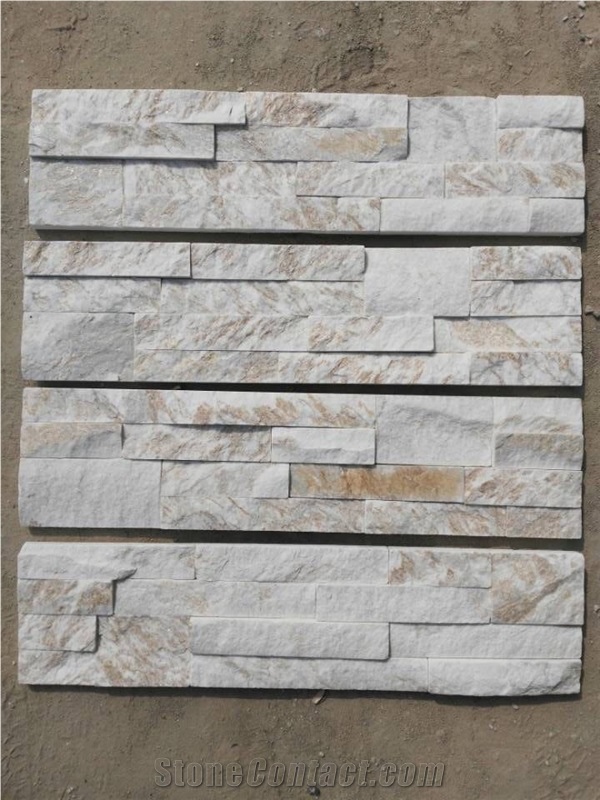 White Cream Marble Ledger Panels Cultured Stone