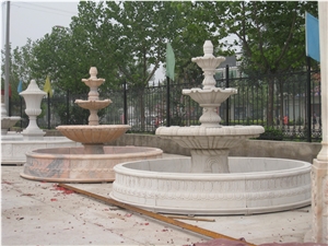 White Marble Pool Fountain with Hand Carving