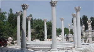 White Marble Solid Column Pillar with Flute