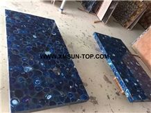 Blue Agate Semi-Precious Stone Rectangle Table Tops/Ocean Blue Semi Precious Table Tops/Blue Agate Work Top/Round Table Tops/Semiprecious Stone Inlayed Tabletops/Table Top for Hotels& Villa&Restaurant