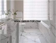 Calacatta White Quartz Bathroom Vanity Tops/Calacatta White Quartz Stone Bathroom Countertops/Calacatta Artificial Quartz Stone Vanity Tops/Custom Vanity Tops/Engineered Stone Bath Tops/Solid Surface