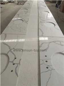 China Calacatta White Quartz for Counter Tops/Bianco Vanity Surround,Bath Counter Top/Artificial Marble Of Calacatta Gold Vanity Tops