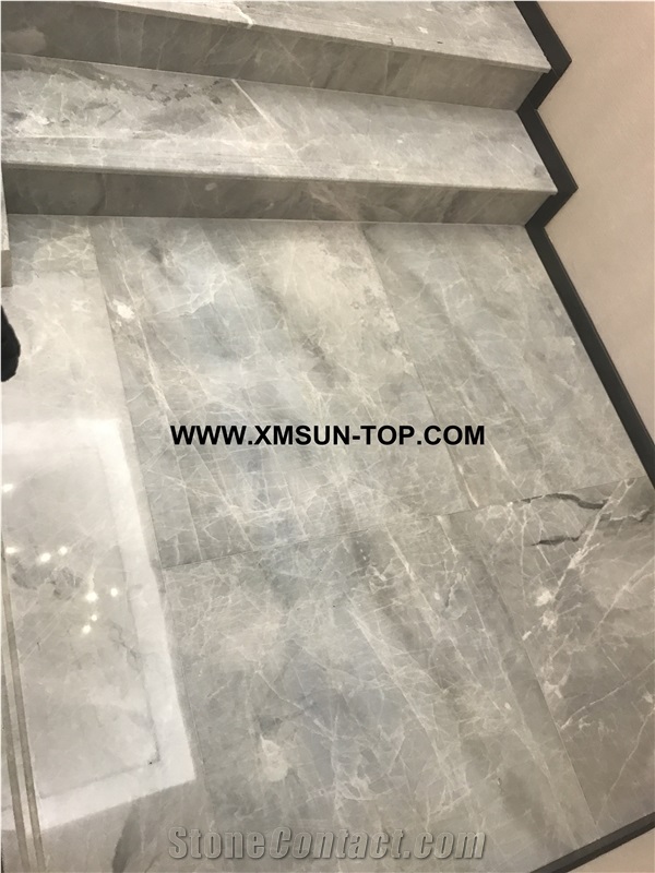 China Ice Grey Marble Steps/Chinese Grey Marble Stair/Light Grey Marble Stair Riser&Stair Treads/China Grey Marble Staircase/Grey Marble Steps&Stairs/Interior Decoration