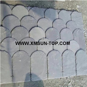 Chinese Grey Roof Slate Tile/Slate Roofing/Grey Slate Roofing Tiles with Hole/Grey Slate U Shape Roof Tiles with All Chiselled Edges /Slate Tile Roof/U-Shape Roof Covering and Coating/Stone Roofing
