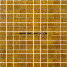Golden Glass Mosaic/Square Glass Mosaic/Mosaic Pattern/Floor Mosaic/Wall Mosaic/Polished Mosaic/Interior Decoration/Customized Mosaic Tile/Mosaic Tile for Bathroom&Kitchen&Hotel Decoration