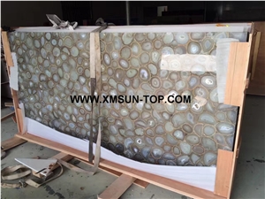 Grey Agate Semiprecious Stone Slabs&Tiles&Customized/Light Grey Gemstone for Wall Covering&Flooring/Semi Precious Stone Panels/Grey Precious Stone/Semi-Precious Stone for Hotel&Villa Decoration