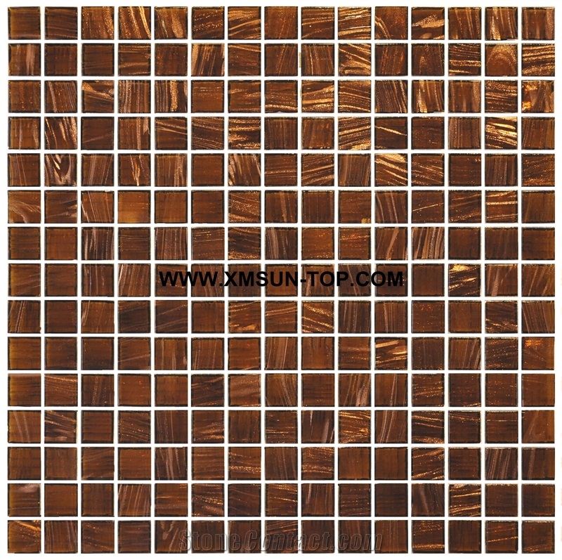 Light Brown Glass Mosaic/Square Glass Mosaic/Mosaic Pattern/Floor Mosaic/Wall Mosaic/Polished Mosaic/Interior Decoration/Customized Mosaic Tile/Mosaic Tile for Bathroom&Kitchen&Hotel Decoration