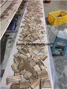 Polished Brown Petrified Wood(Square Wood) Semiprecious Stone Slab&Customized/Semi Precious Stone Slab for Wall Cladding&Flooring/Semi-Precious Stone Panel/Interior Decoration