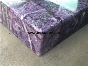 Purple Crystal Semi-Precious Stone Square Table Tops/Lilac Semi Precious Table Tops/Amethystine Work Top/Semiprecious Stone Inlayed Tabletops/Table Top for Hotels& Villa&Restaurant