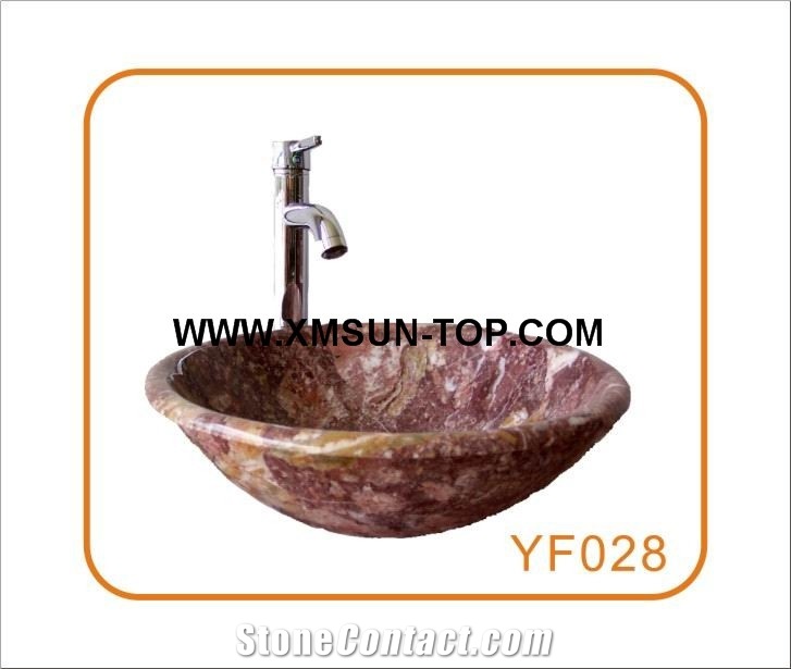 Rosso Levanto Marble Bathroom Sinks(420x140x15mm)/Red Marble Kitchen Sinks/Dark Red Marble Round Sinks/Red Marble Wash Basins/Red Marble Sink for Hotel& Villa&Restaurant/Interior Decoration