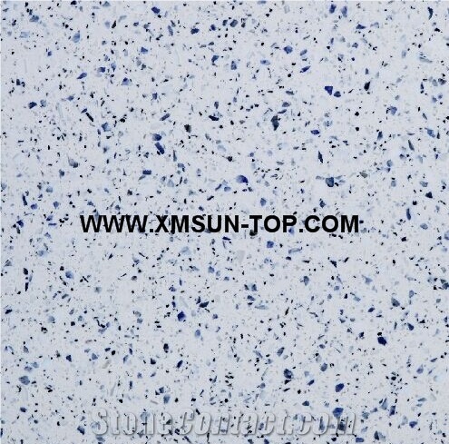 Royal Blue Quartz Stone Slabs&Tiles/White Engineered Stone/White Artificial Quartz with Blue Grains/Manmade Stone/China Quartz Stone for Flooring&Wall Covering/White Engineered Quartz/Bl7138