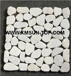 White Sliced Pebble Mosaic /Natural River Stone Mosaic/ Double Surface Cutted/ Ordinary Polished/ Tiles for Floor and Wall Covering/Bathroom Design /Interior&Exterior Decoration