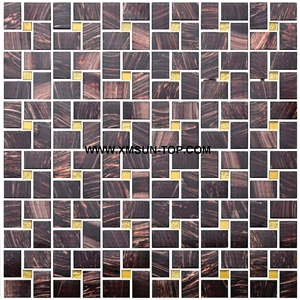 Wine Red Glass Mosaic/Square Glass Mosaic/Mosaic Pattern/Floor Mosaic/Wall Mosaic/Polished Mosaic//Interior Decoration/Customized Mosaic Tile/Mosaic Tile for Bathroom&Kitchen&Hotel Decoration