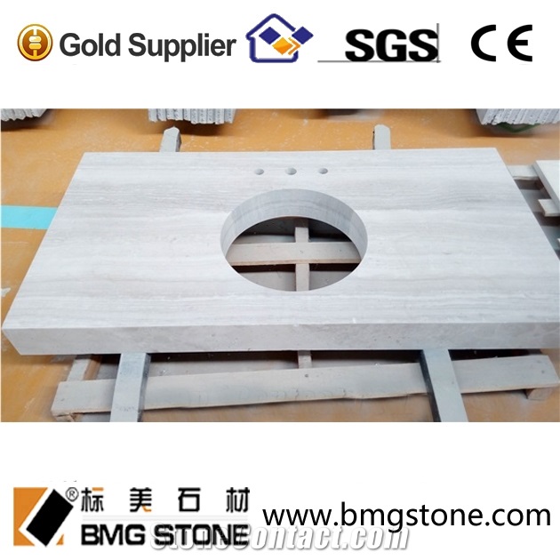 White Wooden Grain Marble/Guizhou Wooden Bath Tops