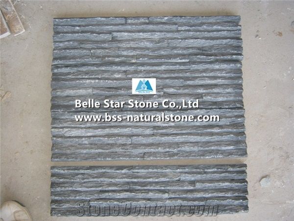 Black Slate Peak Shape Ledgestone,Charcoal Grey Slate Culture Stone,Carbon Black Stone Cladding,Dark Grey Slate Stacked Stone,Natural Slate Stone Wall Panels,Black Slate Stone Veneer,Landscaping Wall