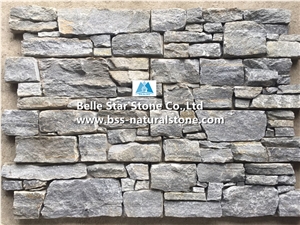 Blue Quartzite Cemented Stacked Stone,Quartzite Z Stone Cladding with Concrete Back,Quartzite Culture Stone,Natural Stone Wall Panels,Real Stone Veneer,Blue Quartzite Culture Stone,Outdoor Wall Clad