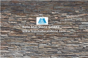 China Multicolour Slate Cemented Stacked Stone,Rusty Split Face Slate Mini Stone Cladding,Sunset Slate Z Stone Wall Panels,Copper Rust Slate Ledgestone,Multicolor Slate Stone Culture Stone
