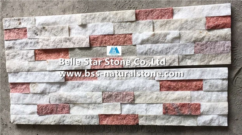 Natural Quartzite Stone Cladding,White+Pink Jade Quartzite Culture Stone,Quartzite Ledgestone,Natural Z Stone Wall Panels,Real Thin Stone Veneer,Quartzite Stacked Stone,Porches Wall Cladding