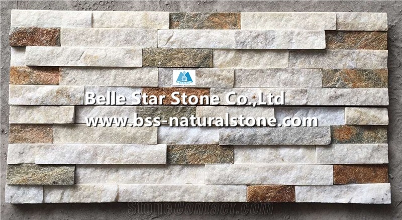 Natural Quartzite Stone Wall Panels,White+Rustic Quartzite Stone Cladding,Natural Quartzite Ledgestone,Quartzite Culture Stone,Quartzite Stacked Stone,Real Stone Veneer,Stone Wall Cladding