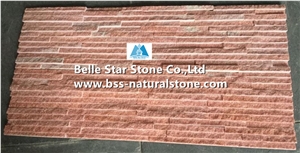 Peach Quartzite Mini Stacked Stone,Pink Jade Quartzite Waterfall Shape Ledgestone,Pink Quartzite Culture Stone,Natural Stone Wall Panels,Peach Quartzite Stone Cladding,Quartzite Stone Veneer